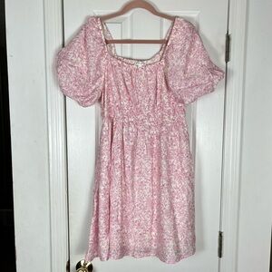 Anthropologie Pink Floral Mini Dress
